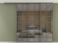 Перегородка Формато вдоль стены на потолок 3 створки с синхронным механизмом