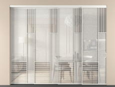 Перегородка Мозаик внутри проёма 4 створки с синхронным механизмом