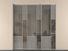 Перегородка Мозаик внутри проёма 3 створки с синхронным механизмом