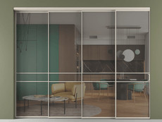 Перегородка Formato внутри проёма 4 створки с синхронным механизмом