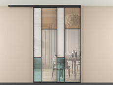 Перегородка Мозаик вдоль стены на потолок 2 створки с синхронным механизмом