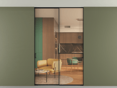 Перегородка Formato внутри проёма скрытое крепление в потолок 2 створки