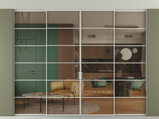 Перегородка Формато внутри проёма скрытое крепление в потолок 4 створки