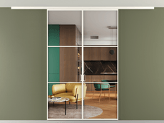 Перегородка Формато вдоль стены на потолок 2 створки