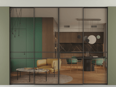 Перегородка Формато внутри проёма скрытое крепление в потолок 4 створки