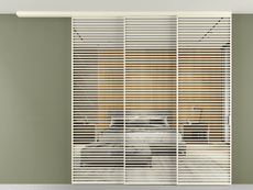 Перегородка Формато вдоль стены на потолок 3 створки с синхронным механизмом