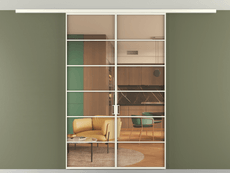 Перегородка Формато вдоль стены на потолок 2 створки