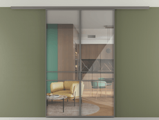 Перегородка Формато вдоль стены на потолок 2 створки