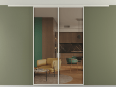 Перегородка Формато вдоль стены на потолок 2 створки