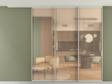 Перегородка Формато вдоль стены на потолок 3 створки с синхронным механизмом