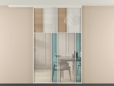 Перегородка Mosaic вдоль стены на потолок 2 створки с синхронным механизмом