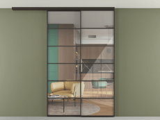 Перегородка Формато вдоль стены на потолок 2 створки с синхронным механизмом