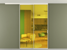 Перегородка Формато вдоль стены на потолок 2 створки с синхронным механизмом