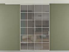 Перегородка Формато вдоль стены на потолок 2 створки с синхронным механизмом