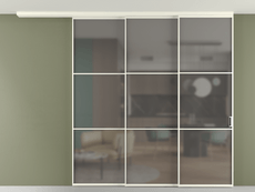 Перегородка Формато вдоль стены на потолок 3 створки с синхронным механизмом