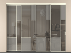 Перегородка Мозаик внутри проёма 4 створки с синхронным механизмом