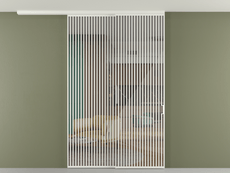 Перегородка Формато вдоль стены на потолок 2 створки с синхронным механизмом