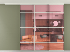 Перегородка Формато вдоль стены на потолок 3 створки с синхронным механизмом