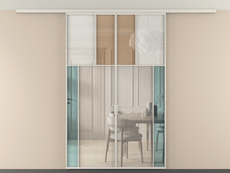 Перегородка Мозаик вдоль стены на потолок 2 створки