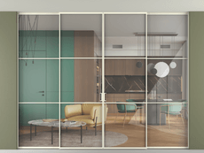 Перегородка Formato внутри проёма скрытое крепление в потолок 4 створки