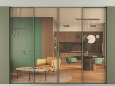 Перегородка Formato внутри проёма скрытое крепление в потолок 4 створки