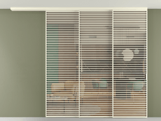 Перегородка Формато вдоль стены на потолок 3 створки с синхронным механизмом