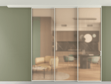 Перегородка Formato вдоль стены на потолок 3 створки с синхронным механизмом