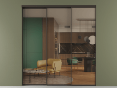 Перегородка Формато внутри проёма 3 створки с синхронным механизмом