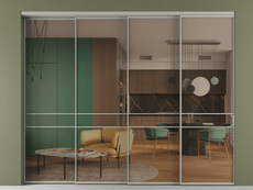 Перегородка Формато внутри проёма 4 створки с синхронным механизмом