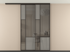 Перегородка Мозаик вдоль стены на потолок 2 створки с синхронным механизмом