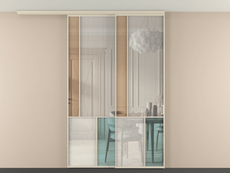 Перегородка Mosaic вдоль стены на потолок 2 створки с синхронным механизмом