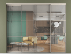 Перегородка Формато внутри проёма 4 створки с синхронным механизмом