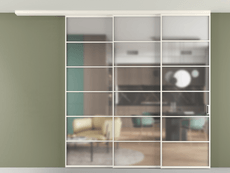 Перегородка Formato вдоль стены на потолок 3 створки с синхронным механизмом