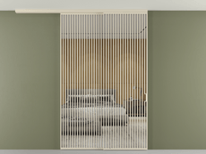 Перегородка Формато вдоль стены на потолок 2 створки с синхронным механизмом