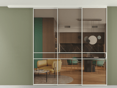 Перегородка Formato вдоль стены на потолок 3 створки с синхронным механизмом