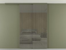 Перегородка Формато вдоль стены на потолок 2 створки с синхронным механизмом