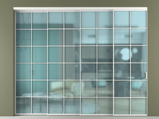 Перегородка Formato внутри проёма 4 створки с синхронным механизмом