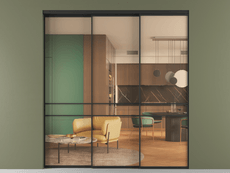 Перегородка Formato внутри проёма 3 створки с синхронным механизмом