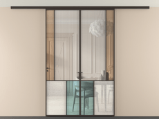 Перегородка Мозаик вдоль стены на потолок 2 створки