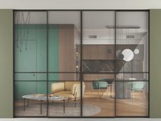 Перегородка Formato внутри проёма скрытое крепление в потолок 4 створки