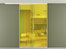 Перегородка Formato вдоль стены на потолок 2 створки с синхронным механизмом