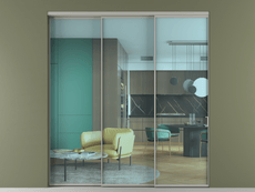 Перегородка Formato внутри проёма 3 створки с синхронным механизмом