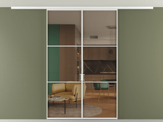 Перегородка Формато вдоль стены на потолок 2 створки