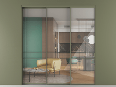 Перегородка Формато внутри проёма 3 створки с синхронным механизмом