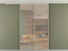 Перегородка Формато вдоль стены на потолок 2 створки с синхронным механизмом