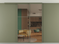 Перегородка Формато вдоль стены на потолок 2 створки с синхронным механизмом