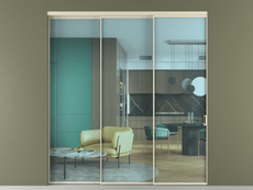 Перегородка Formato внутри проёма 3 створки с синхронным механизмом