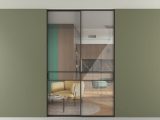 Перегородка Formato внутри проёма скрытое крепление в потолок 2 створки