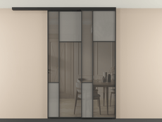 Перегородка Mosaic вдоль стены на потолок 2 створки с синхронным механизмом