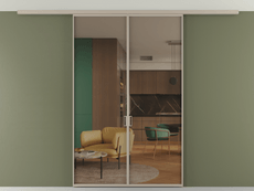 Перегородка Формато вдоль стены на потолок 2 створки